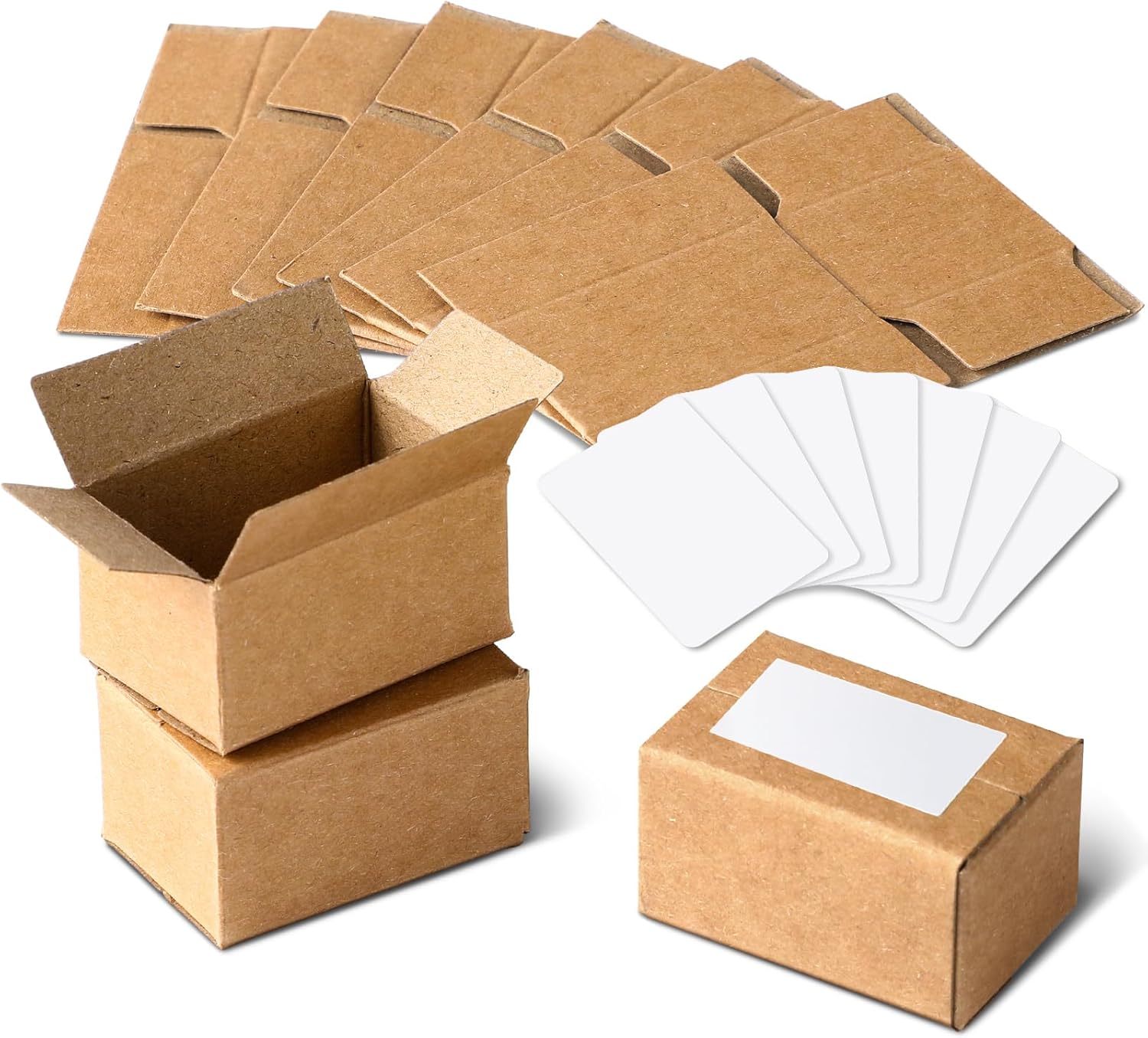 80 Sets Mini DIY Shipping Boxes with Shipping Labels Miniature Brown Corrugated Cardboard 1: 12 Scale Model Dollhouse Box for Present Mailing Packaging Small Business