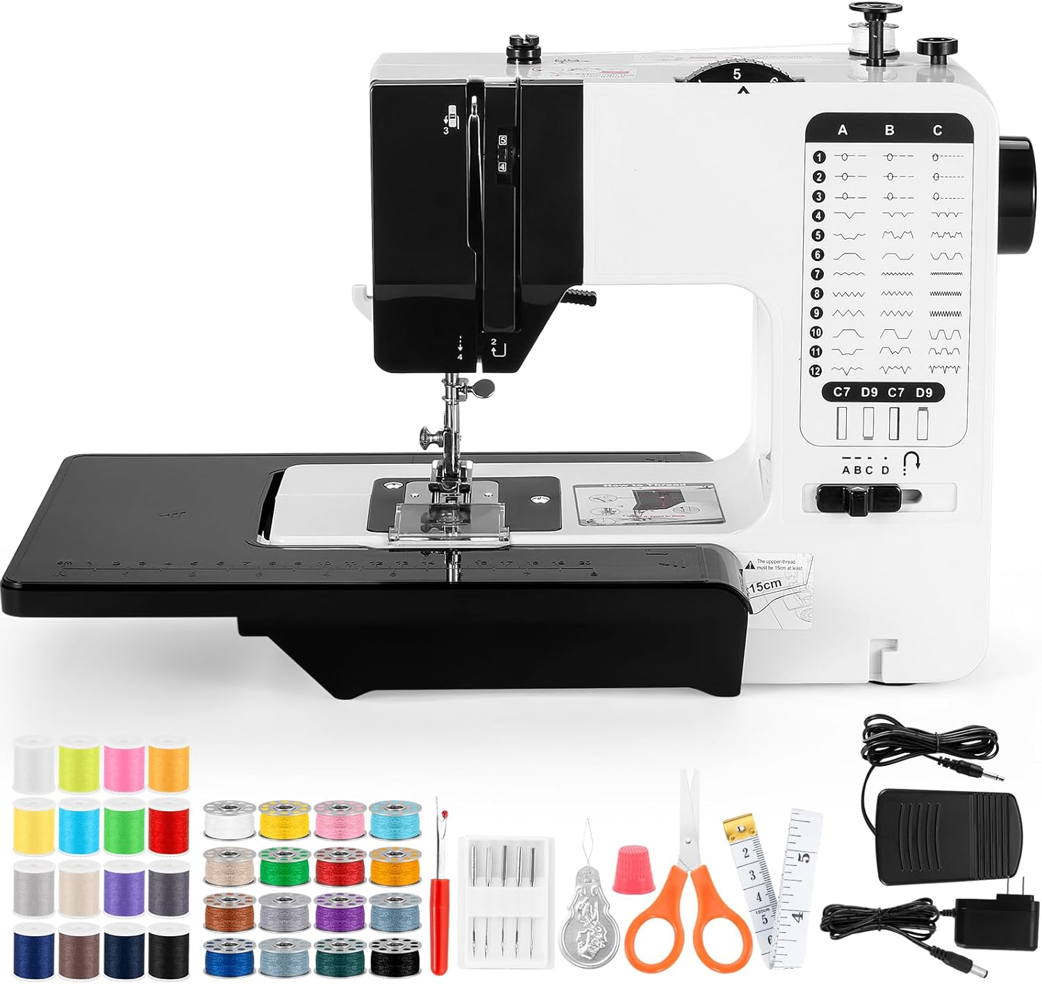 Sewing Machine, Mini Sewing Machines for Beginners and Kids, Portable Electric Sewing Machine, 38 Stitches Adjustable Speed Speed with Foot Pedal & Sewing Kit (Newest Upgrade Version) (Black)