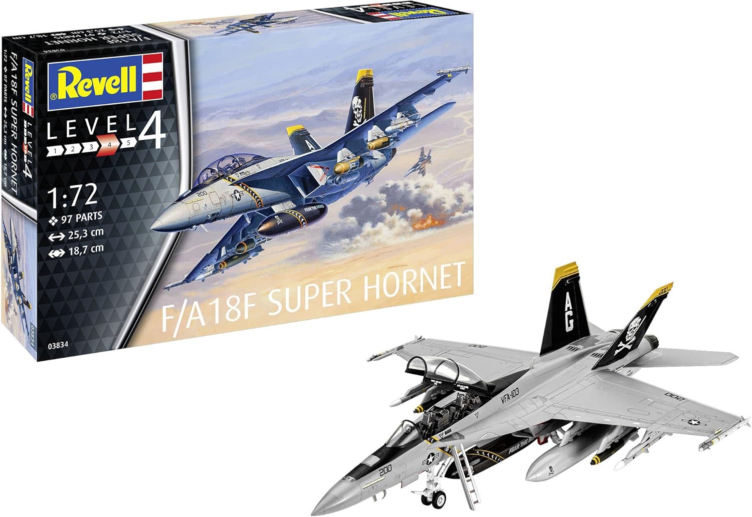 Revell 03834 F/A-18F Super Hornet 1:72 Scale Unbuilt/Unpainted Plastic Model Kit