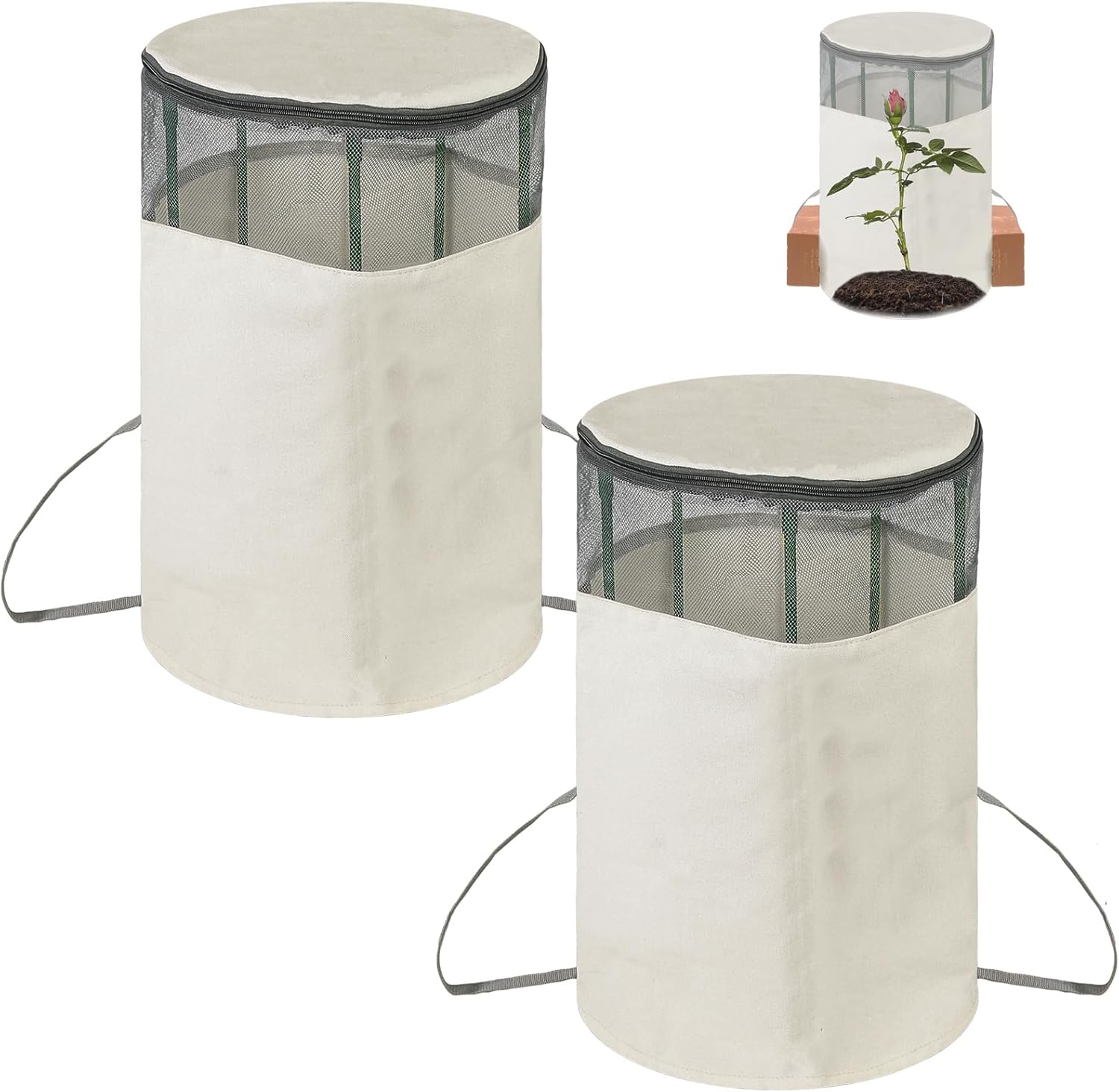 2 Pack Rose Cones for Winter Protection with Bracket and Stakes, Winter Rose Protective Cover Winter Rose Bush Covers Rose Collar for Winter Protection Against Frost, Freeze, Wind