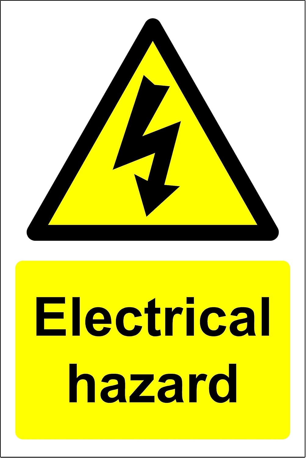 Warning Electrical hazard safety sign - 1.2mm Rigid plastic 150mm x 100mm