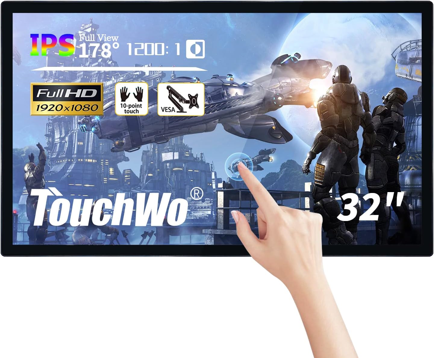 32 inch Interactive Touchscreen Monitor, Smart Board with 16:9 Display 1080P, Android 11 Touchscreen Electronic Whiteboard for Office and Classroom, RAM 4G & ROM 32G