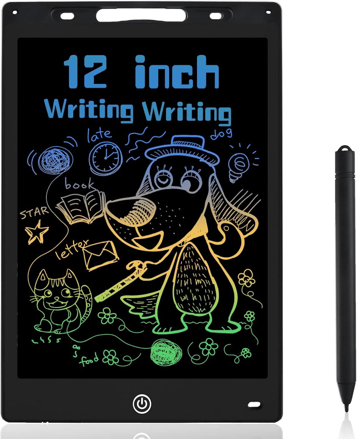 LCD Writing Tablet, 12 Inch Colorful Electronic Kids Drawing Board, Portable Graphics Pad with Lock Function, Reusable Message Memo Board for Home, School & Office