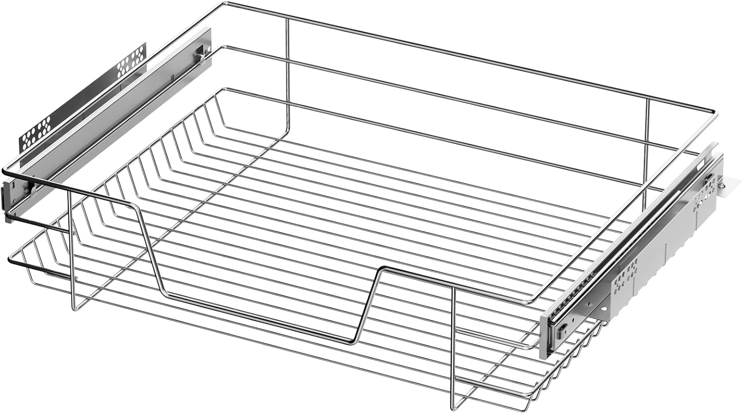 XEMQENER Heavy Duty Kitchen Pull Out Wire Baskets Base Storage Unit, 600MM Slide Out Kitchen Utensil Holder Rack Larder Drawers Origanize with Buffer (for 600mm Width, 1 Pcs)