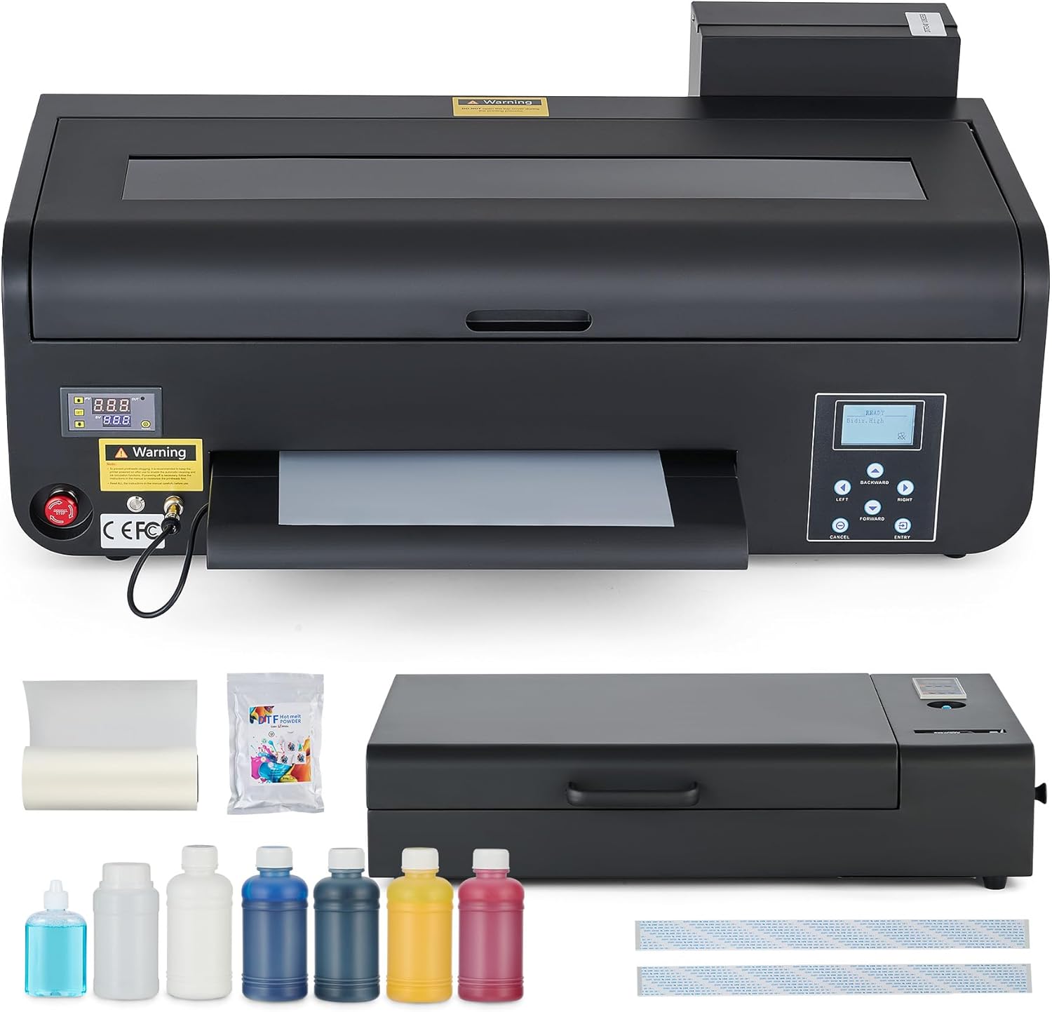 CREWORKS A3 DTF Printer, XP600 Transfer Printing Machine with White Ink Circulation & Stirring System, Auto Cleaning DTF Transfer Printer, T-Shirt Direct to Film with Oven Film Roll & Inks