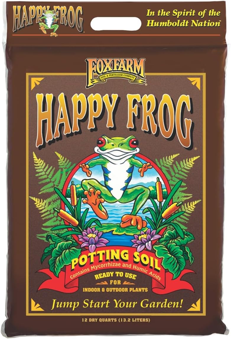 FoxFarm Happy Frog Potting Soil, 12qt – for Indoor/Outdoor Container Plants, Improves Root Efficiency, pH Adjusted for Optimal Nutrient Uptake – Contains Microbes and Humic Acids