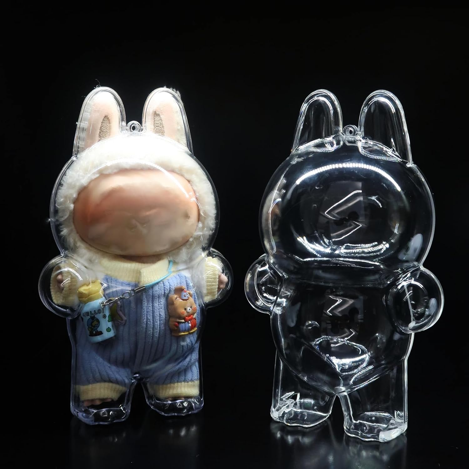 2Pcs Protective Case for Doll The Monsters Exciting Macaron - Clear Display Case, Dustproof Acrylic Cover for Standing Figures (Doll Not Included)