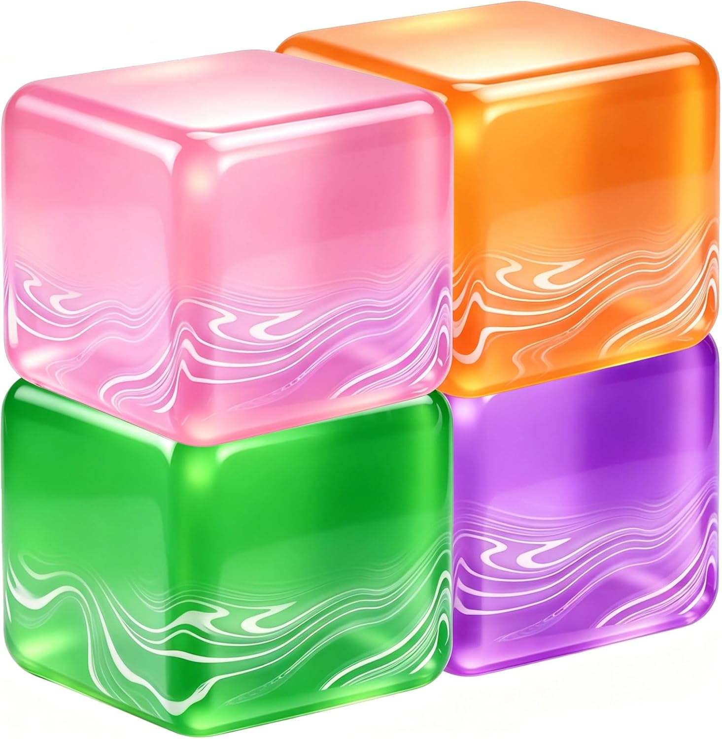 Nice Ice Cube Squishy Toys, 4PCS Stress Balls for Adults Kids, Sensory Stress Relief Toys Fidget Cubes, Squeeze Balls for Autism Anxiety Relief Stocking Fillers