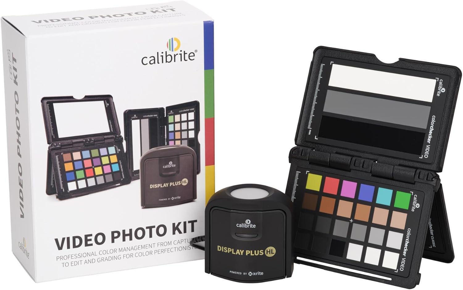 Calibrite Video Photo Kit with Display Plus HL Colorimeter and ColorChecker Passport Video 2, 10,000 Nit Monitor Calibration, Camera Reference System for Photo and Video Accuracy (CCPLHL-PPV2)