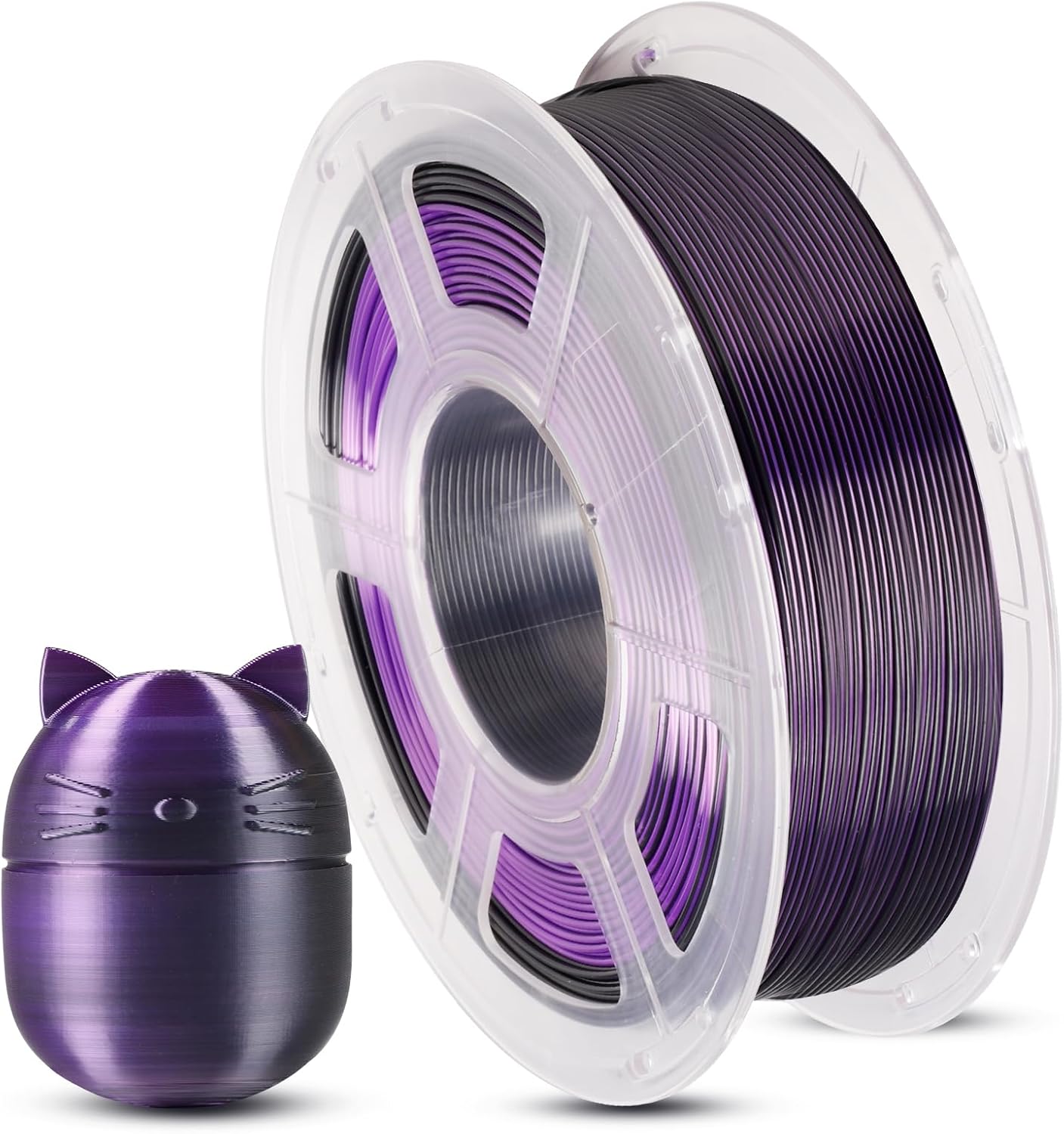 ANYCUBIC Silk PLA Filament 1.75mm 1KG, Shiny Silk Gradient Dual-Color PLA Filament, Multicolor Material for 3D Printer, Dimensional Accuracy +/- 0.03 mm, Dimensional Accuracy +/- 0.03 mm-Black Purple
