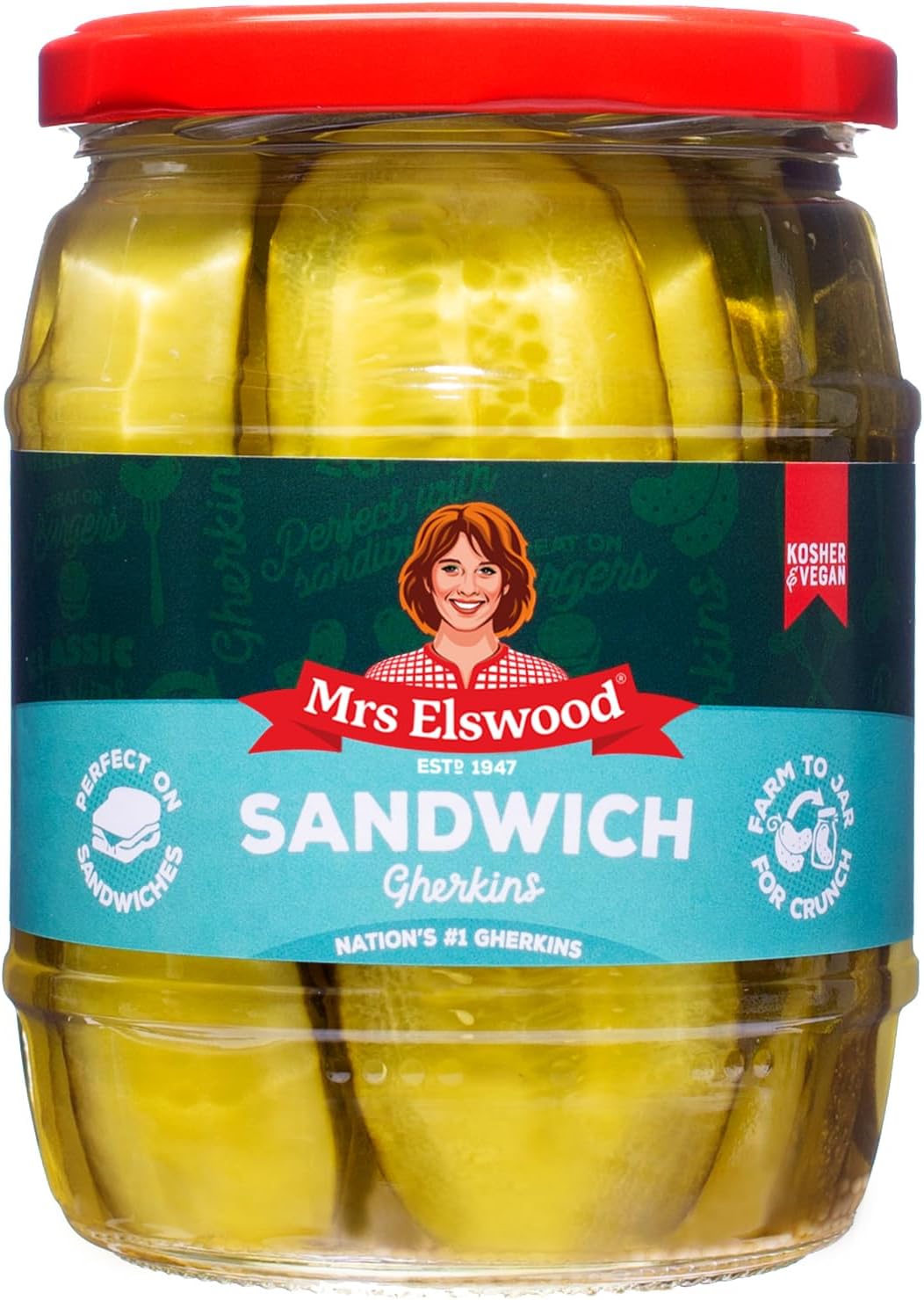 Mrs Elswood Sandwich Gherkins, 540g