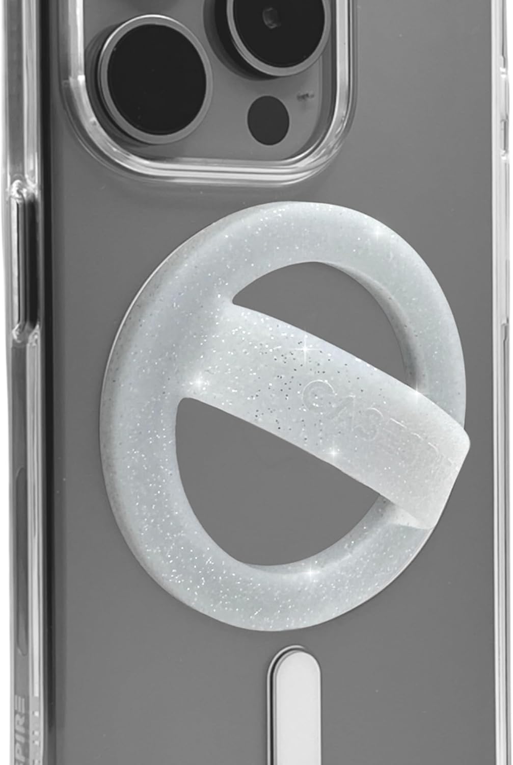 Magnetic Silicone Phone Grip Soft Finger Loop Holder for MagSafe Cases and iPhones (White Sparkle)