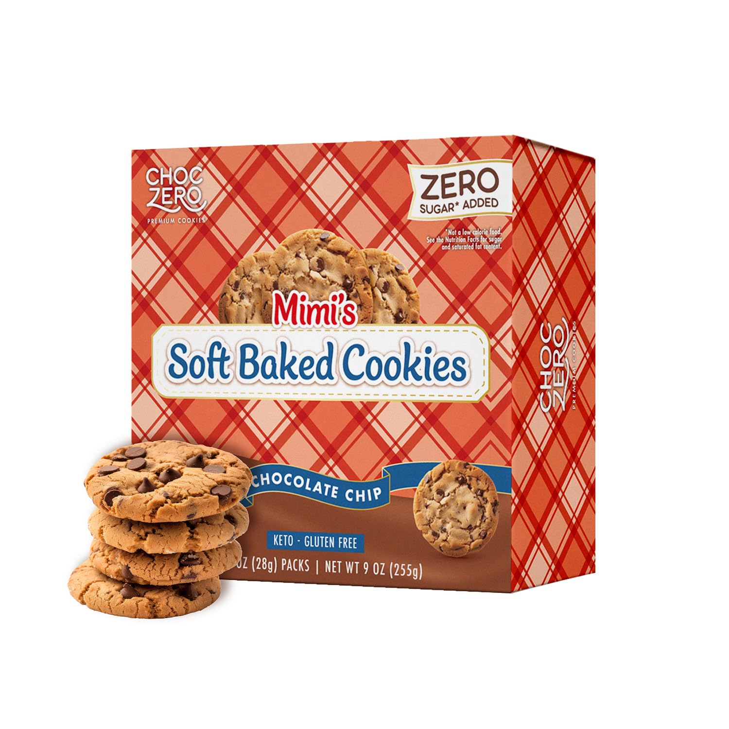 ChocZero Gluten-Free Soft Baked Chocolate Chip Cookies, Low Carb, High Fiber, Keto Friendly Cookies (1 Box, 9oz)