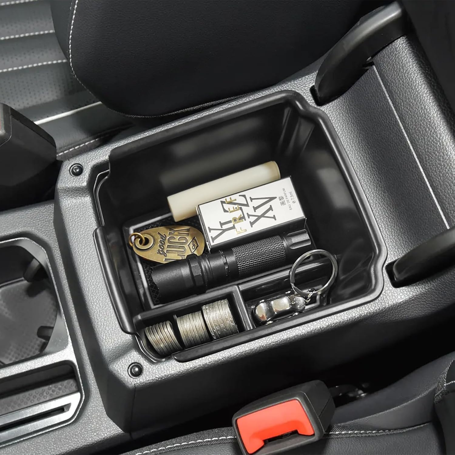 Center Console Organizer Compatible with VW Tiguan 2018 2019 2020 2021 2022 2023 2024 And Volkswagen Taos 2022-2025, ABS Insert Tray Armrest Storage Box Interior Accessories, White
