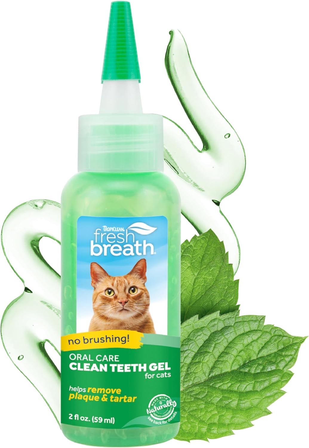TropiClean Fresh Breath Cat Toothpaste for Teeth Cleaning, Breath Freshener, Easy to Use Plaque & Tartar Remover Gel, No Toothbrush Needed, 2oz.