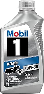 Mobil 1 96936 20W-50 V-Twin Synthetic Motocycle Motor Oil - 1 Quart (Pack of 6)