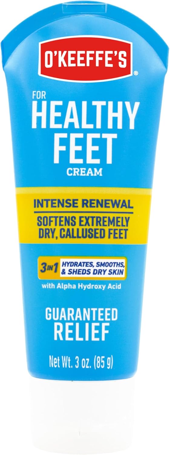 O'Keeffe's for Healthy Feet Intense Renewal Cream with Urea & Alpha Hydroxy Acid - 3 oz Tube (1 Pack) - Chemically Exfoliates and Softens Extremely Callused, Dry Feet