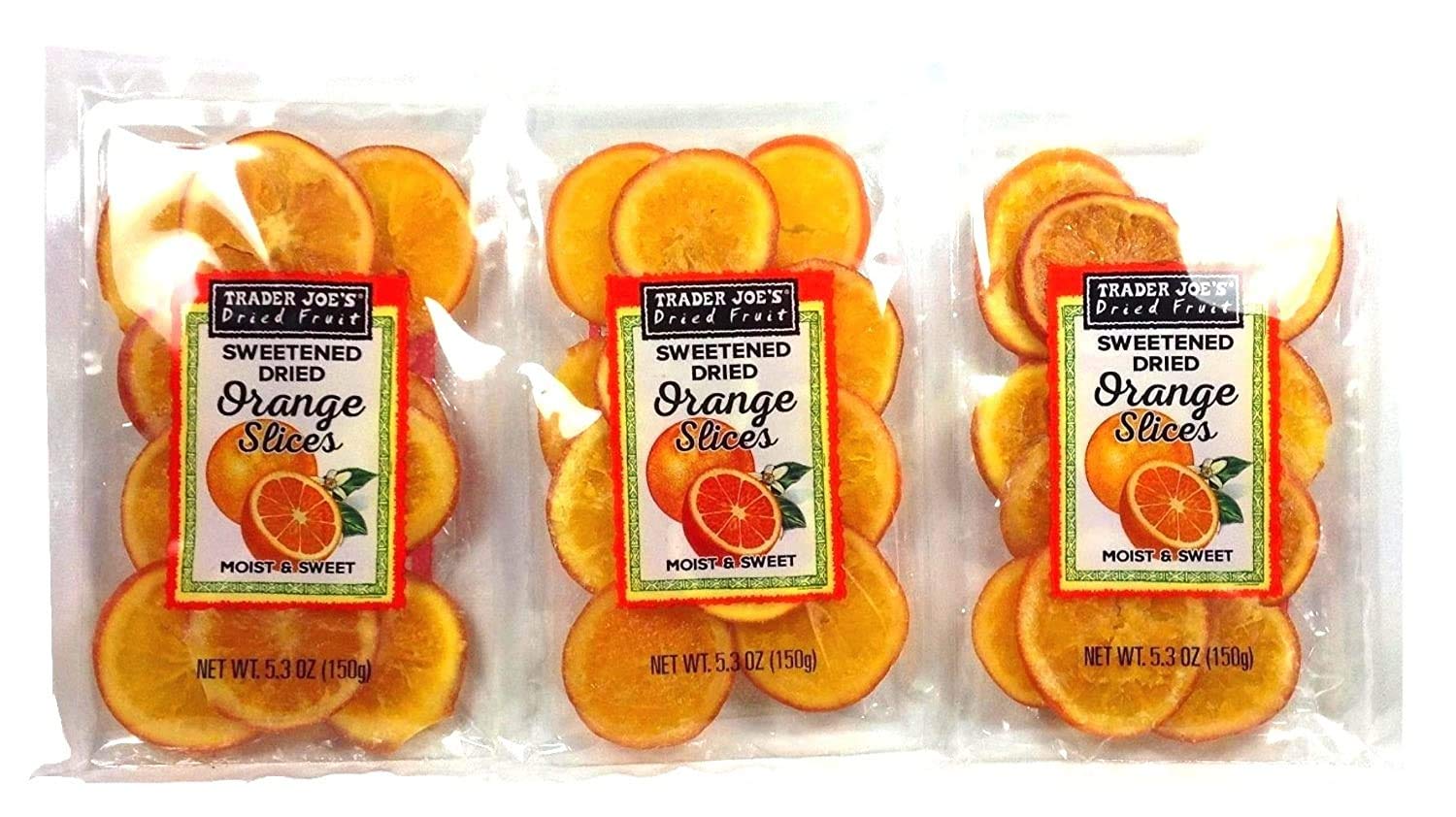 Trader Joe's Sweetened Dried Orange Slices, 5.3 oz / 150 g (Pack of 3)