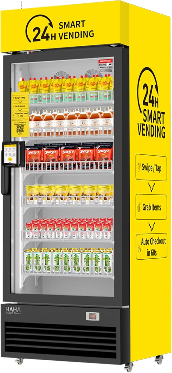 HAHA Vending DC-542D Combo Vending Machine,Smart Refrigerated Beverage Vending Machine with Touch Card Reader