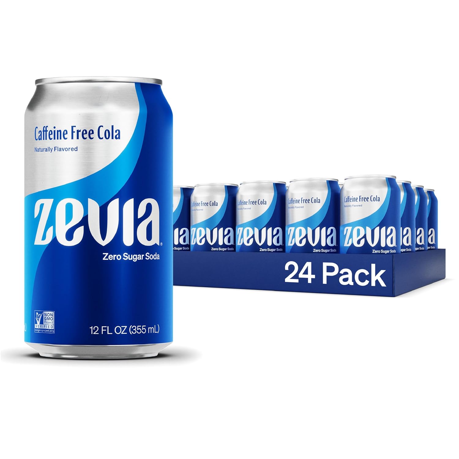 Zevia Zero Calorie Soda 12 Ounce Cans Pack , Caffeine Free Cola, 288 Fl Oz, (Pack of 24)