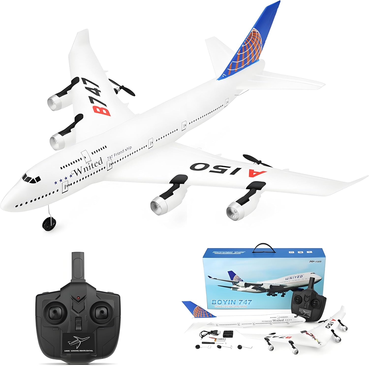 GoolRC Wltoys A150 RC Plane, Airbus B747 Model Plane, 3CH EPP 2.4G Remote Control Airplane RTF Toy for Kids and Adults
