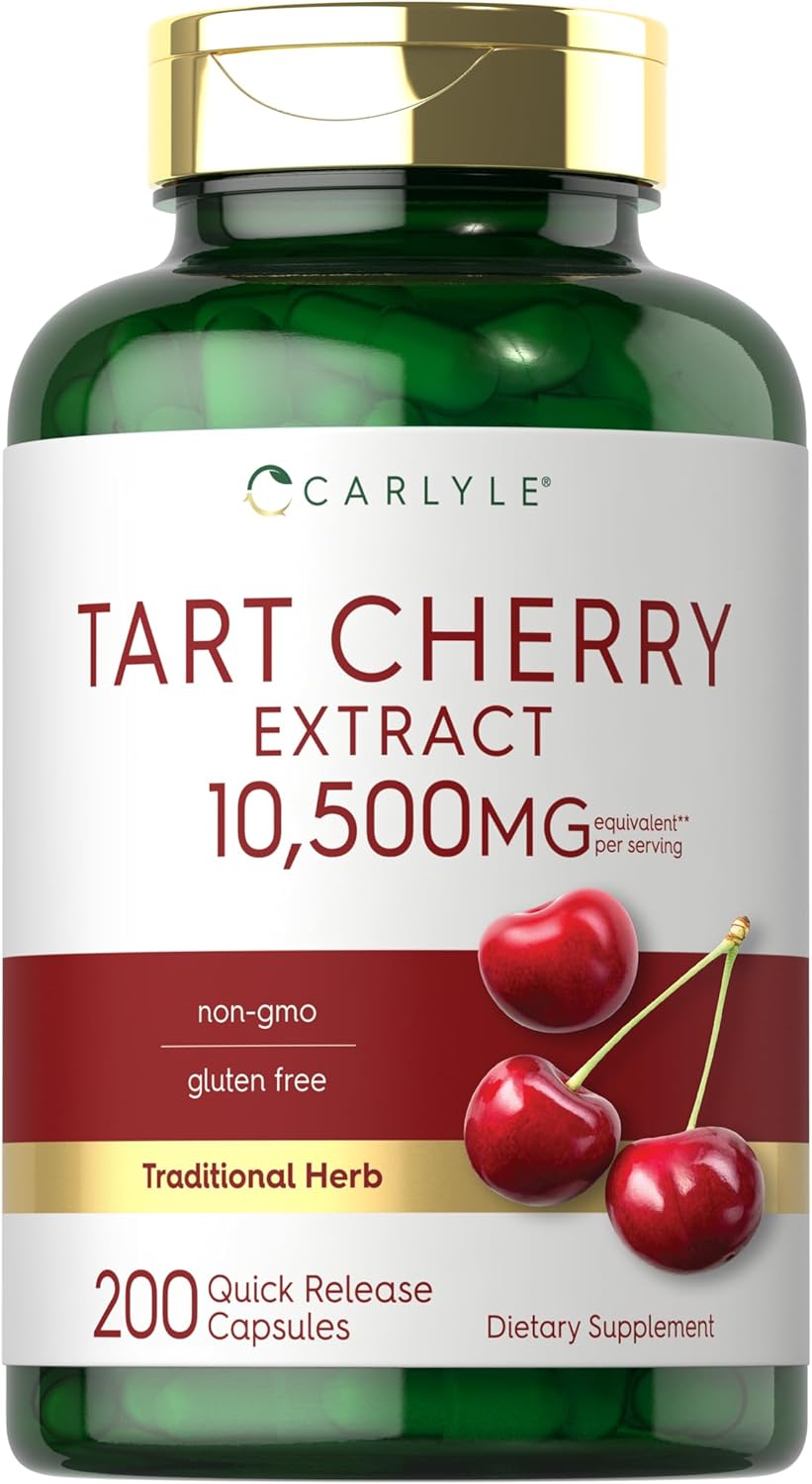 Carlyle Tart Cherry Capsules | 10,500mg | 200 Pills | Max Potency | Non-GMO, Gluten Free | Tart Cherry Juice Extract