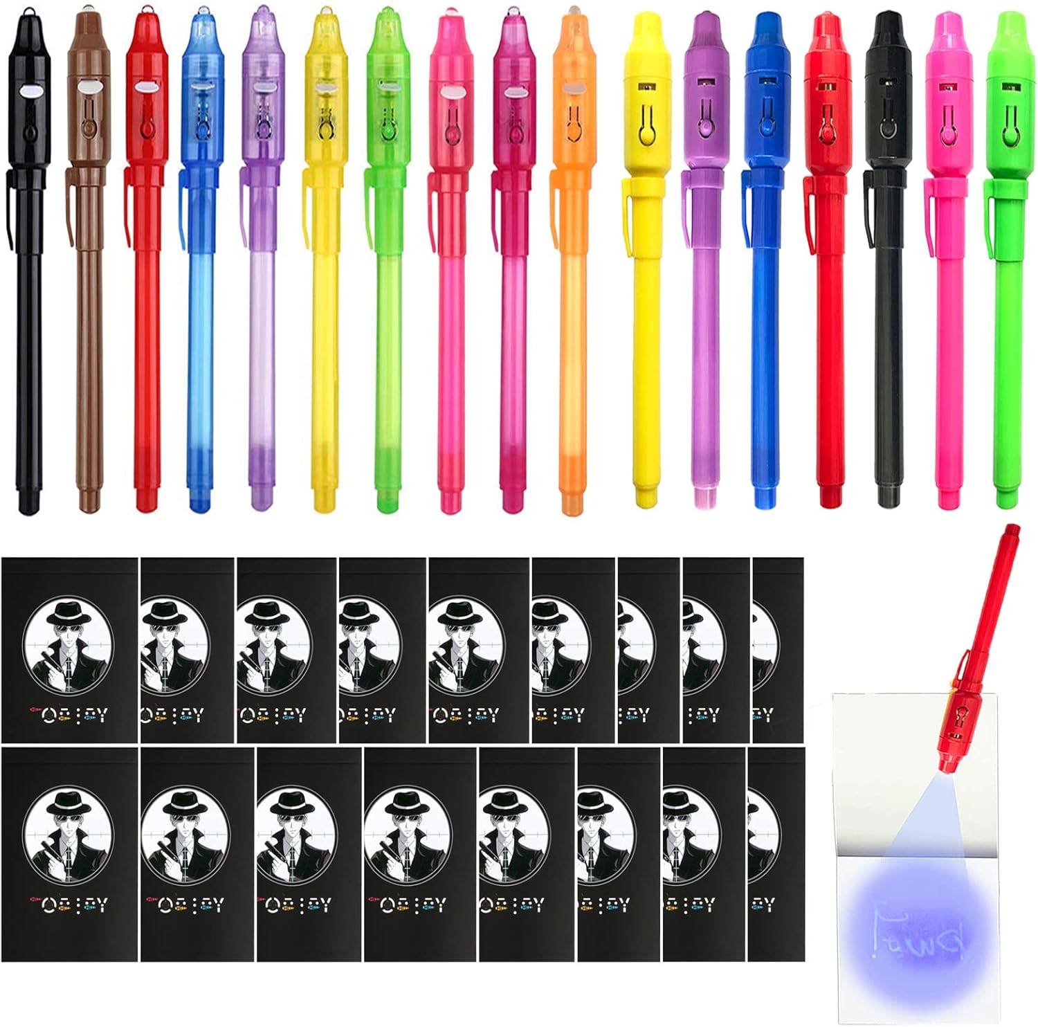 XDISHYN Invisible Ink Pens and Notebooks - Perfect Stocking Fillers for Kids' Birthday Parties, Boys and Girls Party Bag Gifts, Pinata Toys, School Prizes and More (34 pcs)