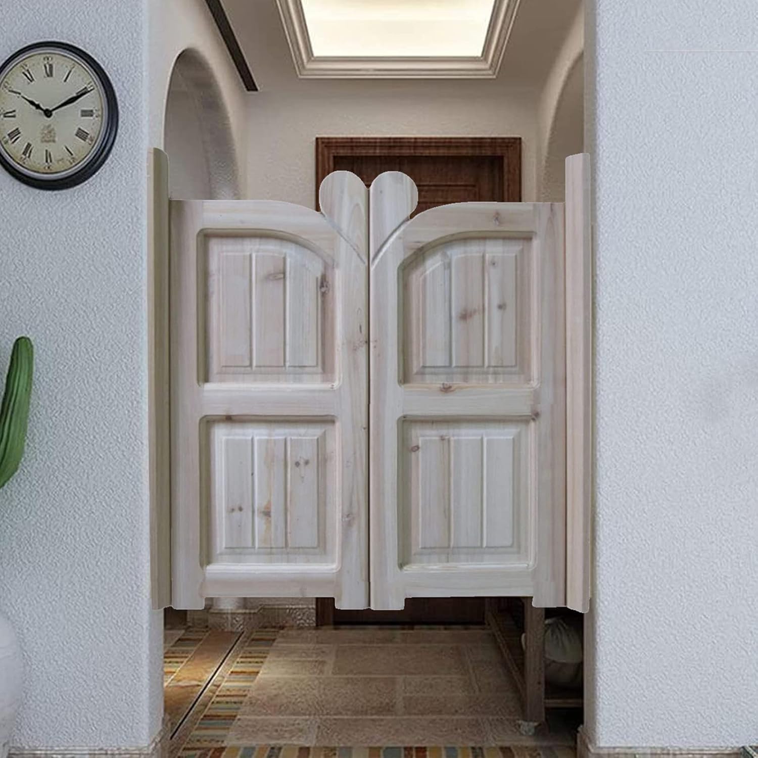 Interior Solid Wood Swing Door,Retro Cafe Swinging Doors,Auto Close Hinges Saloon Doors Fence Cowboy Door,Unfinished Bar Kitchen Emporium Partition Parlor Butler Door,Custom (W 28 x H 36in)