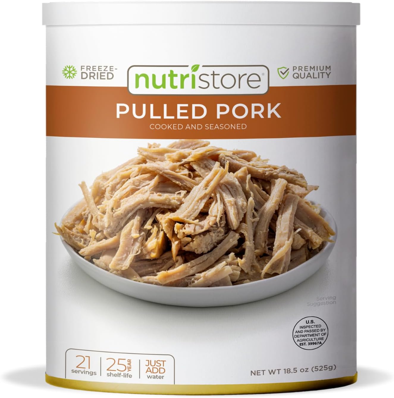 Nutristore Freeze-Dried Meats | Premium Emergency Survival Food | Long Shelf Life | Protein-Rich Prepper Pantry Staple | Beef, Chicken, Sausage, and More | Bulk Food Storage (1-Pack, Pulled Pork)