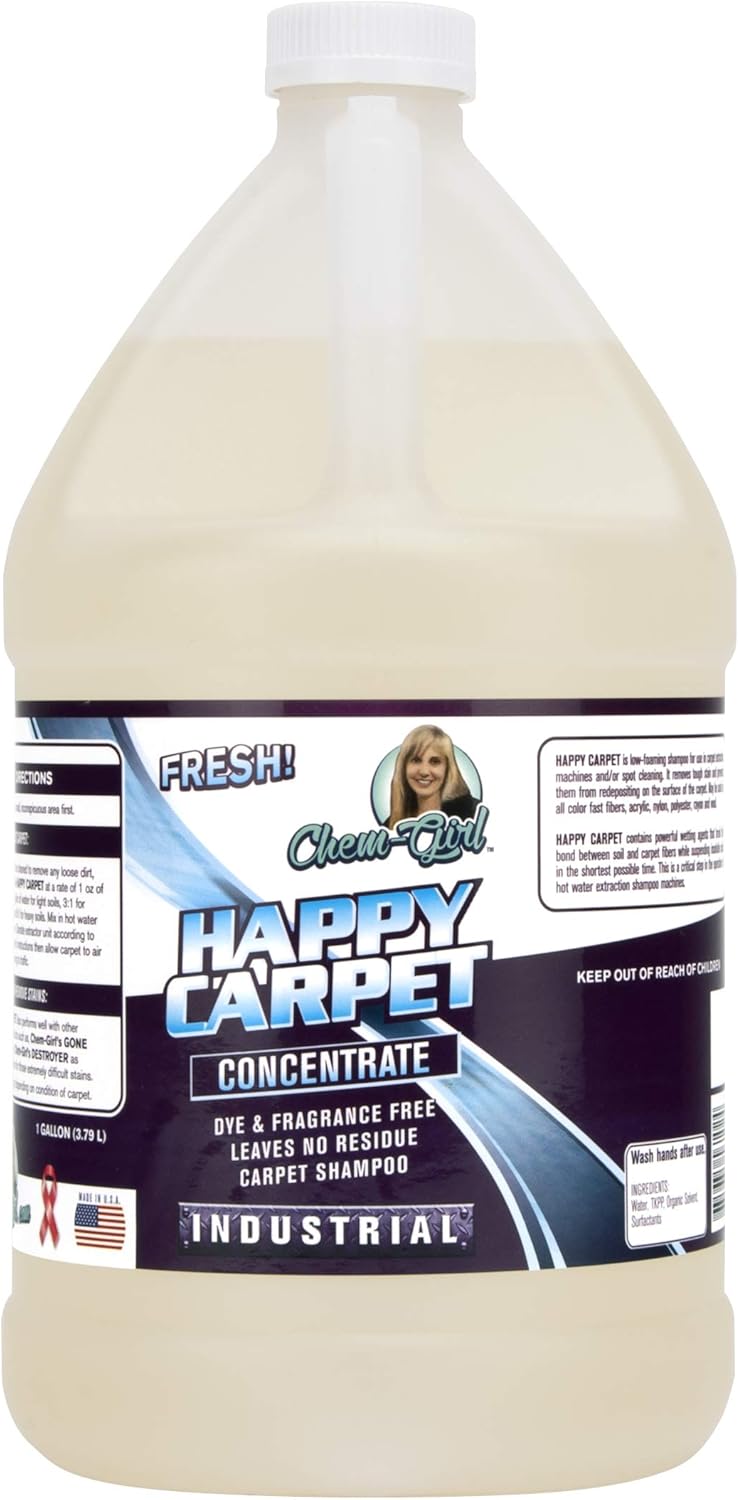 Chem-Girl Deep-Clean Carpet Shampoo Concentrate | Brightens + Freshens + Removes Stains & Odors | For Carpet Shampooers, Pet Stain Removers, Steamers & Extraction Machines - 1 Gallon