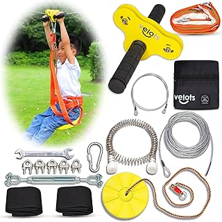 Ziplines Kits for Backyard, 160FT 140FT 120FT 105FT 90FT 80FT Zip Lines Kit 350LB Kids Toys Play Set, Adults Playground Games Outdoor (160FT)