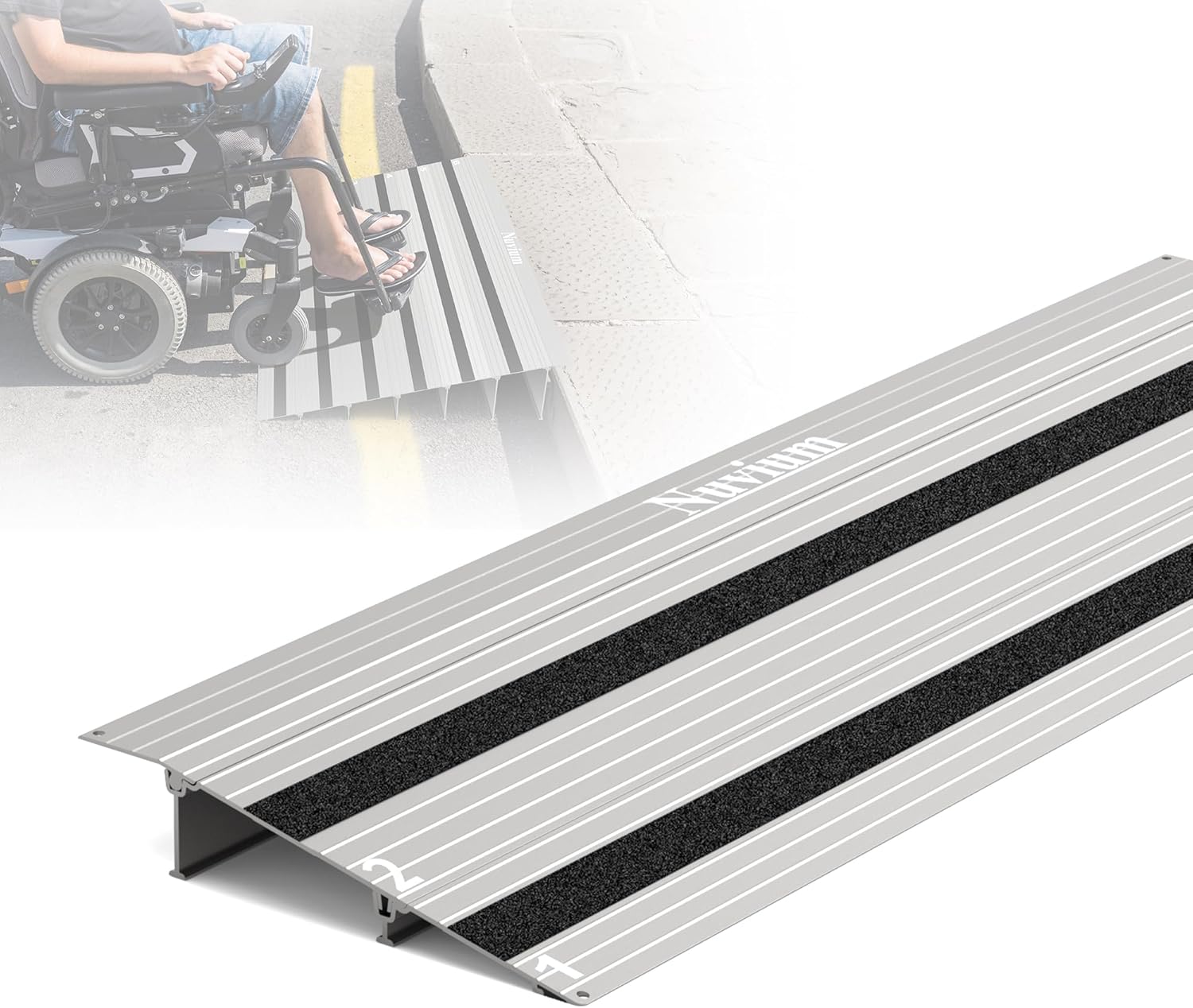 2" Rise Threshold Ramp for Doorways, Aluminum Door Entry Ramps for wheelchairs for Home, 800lbs Load Capacity, Portable Wheelchair Ramp for Scooters, Power Chairs, Walkers