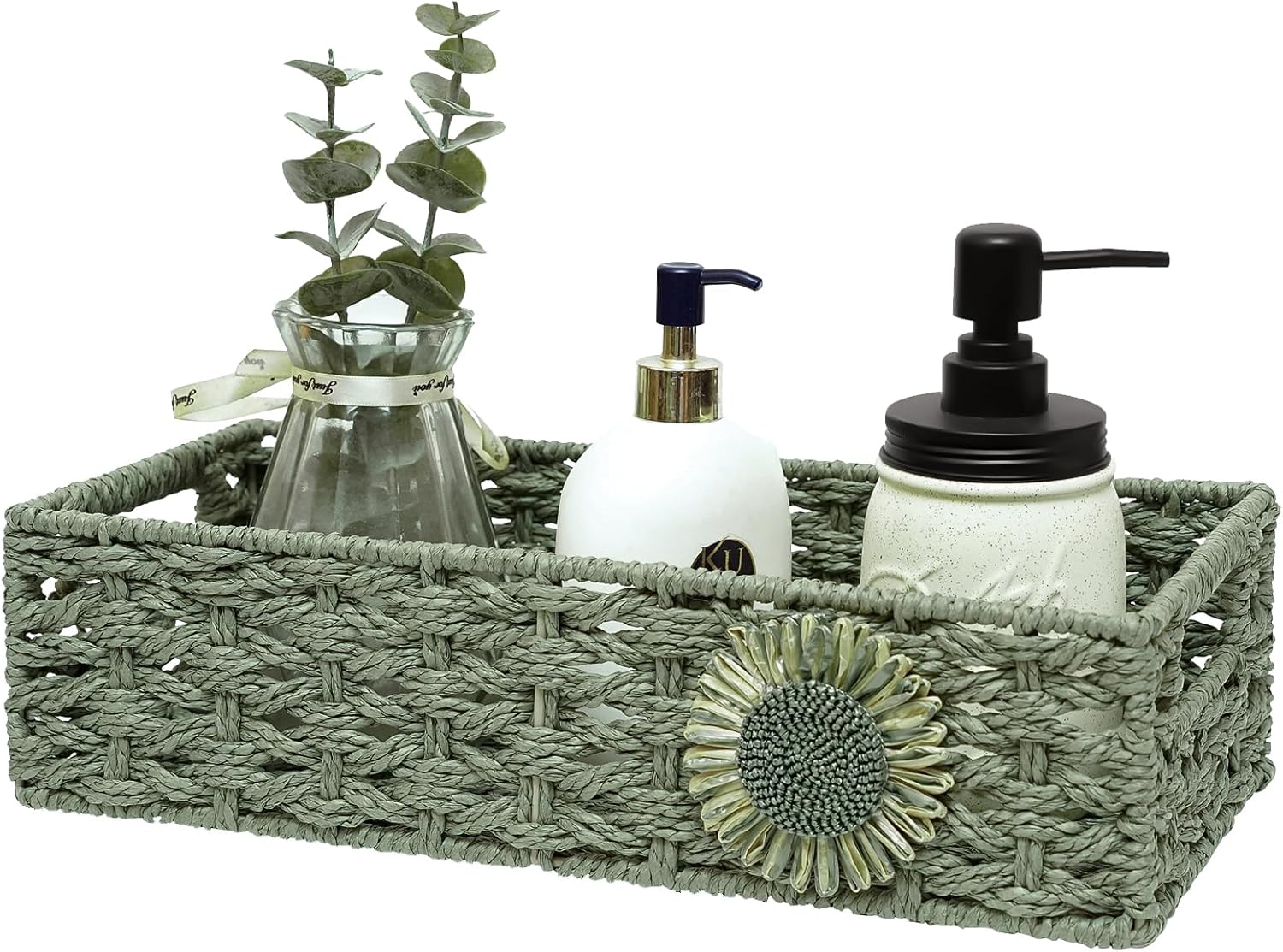Toilet Paper Basket for Tank Top Bathroom Organizer - Green