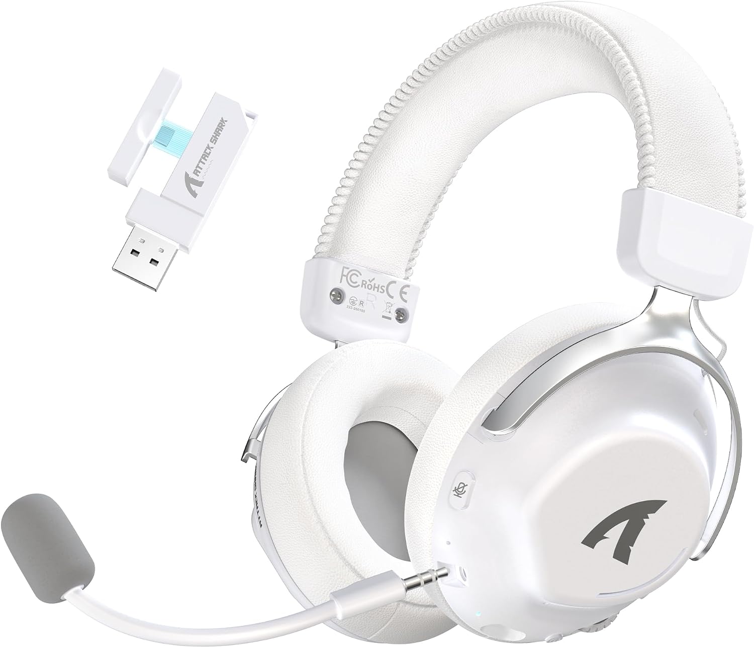 ATTACK SHARK L50PRO Wireless Gaming Headset with Detachable Mic, White