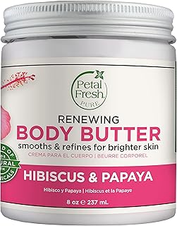 Petal Fresh Pure Renewing Hibiscus & Papaya Body Butter, Organic Coconut Oil, Argan Oil, Shea Butter, Skin Softening, For all Skin Types, Natural Essential Oils, Vegan and Cruelty Free, 8oz
