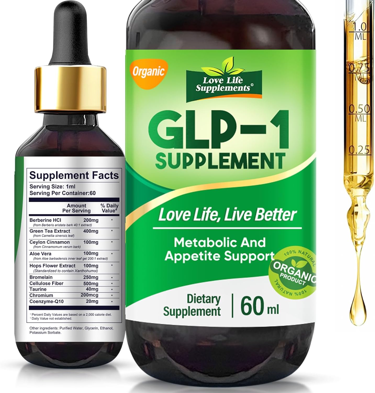 GLP-1 Drops, 300 Billion AFU Akkermansia for Gut Health, GLP-Activate with CFU Multi-Strain Probiotics + Prebiotics, Digestion & Immune Support, Gentle Supplement, Multi-Strain Formula for Women & Men