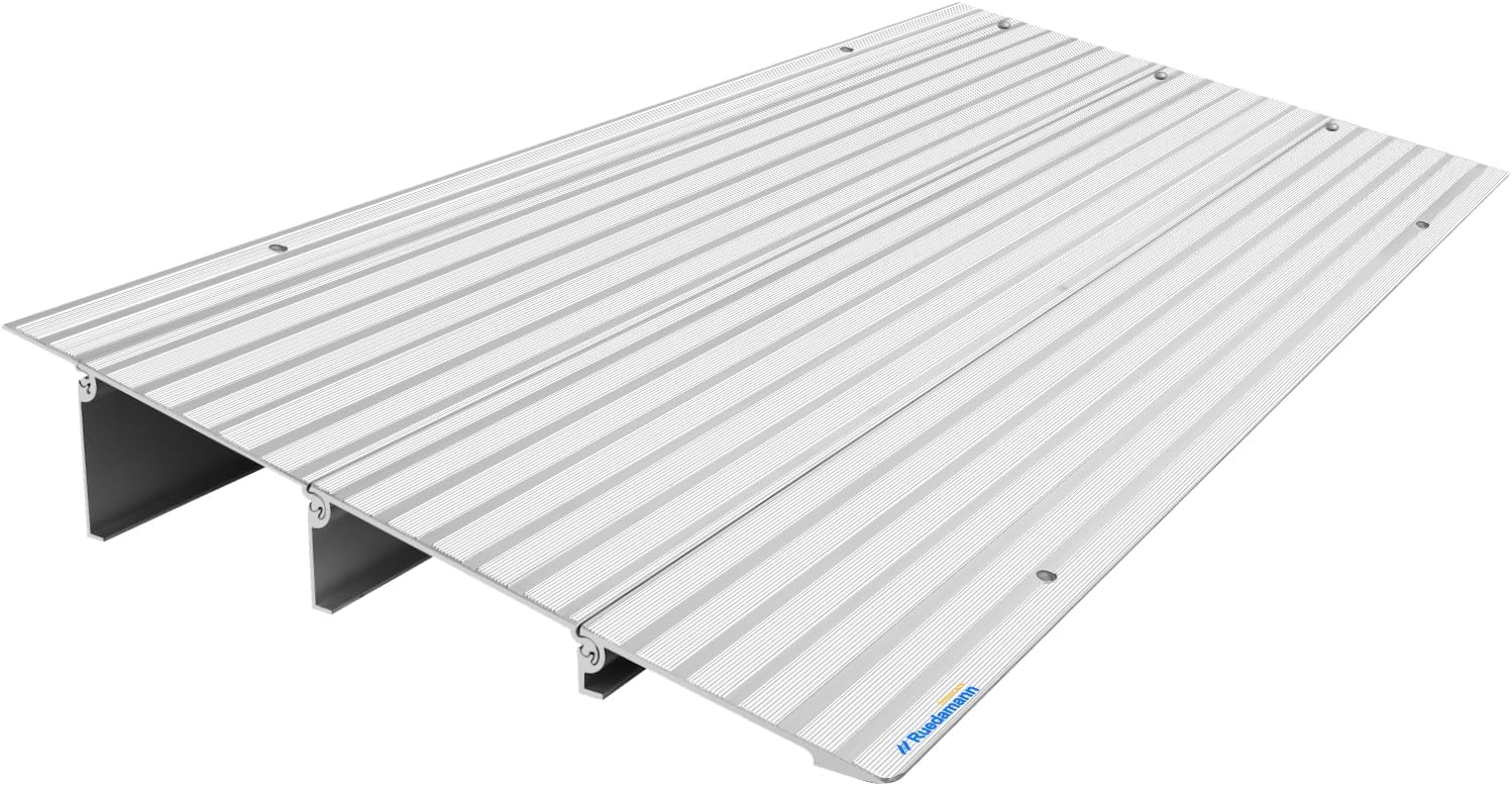 Ruedamann Door Threshold Ramp, 3" Rise Aluminum Threshold Ramps for Doorways, 800 lbs Load Capacity, Handicap Ramps for Home Steps for Wheelchair, Scooters, Power Chairs, Walkers, Bicycle, Tricycle