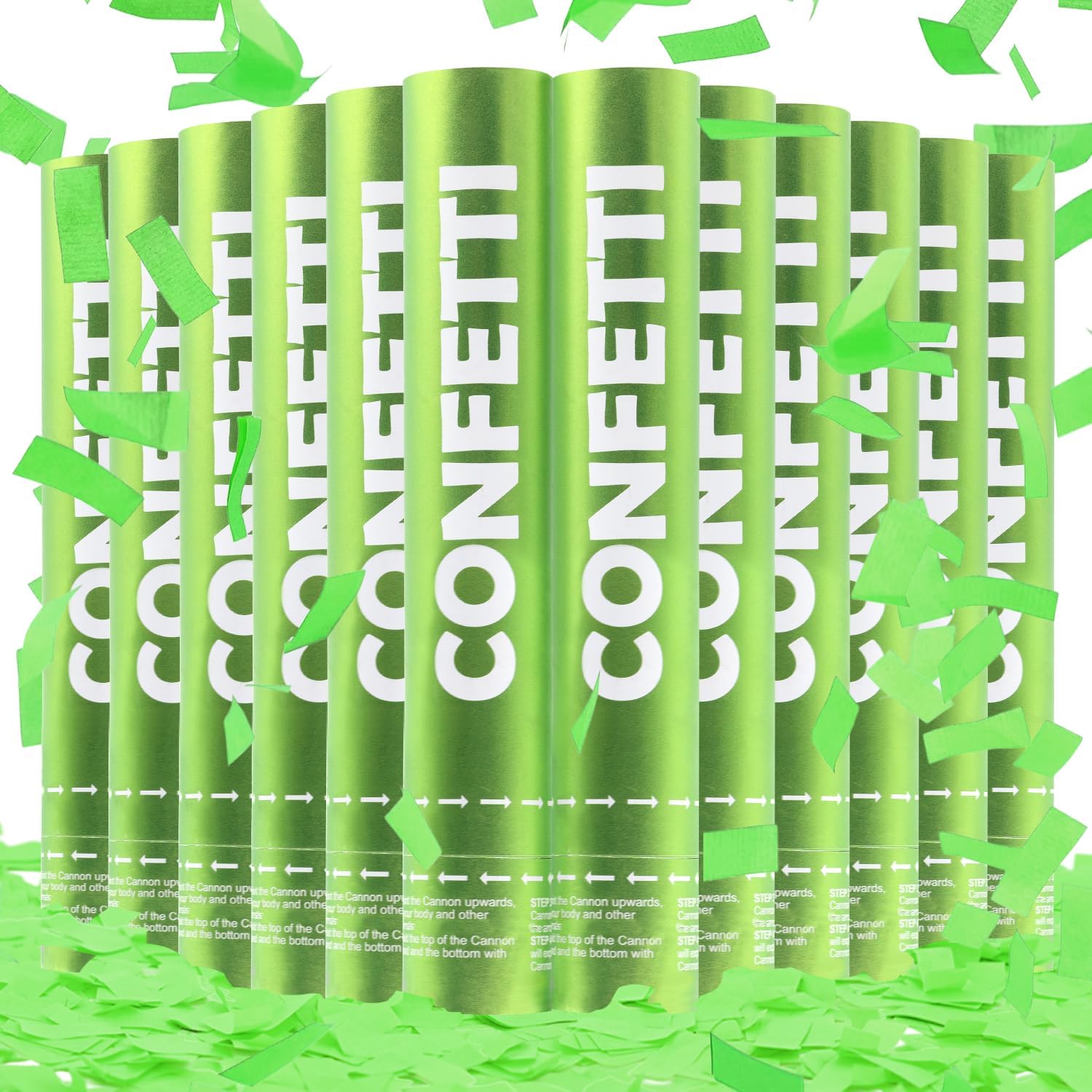 Confetti Cannon Green Biodegradable Confetti Poppers 12Pack Party Poppers Confetti Shooters Green Confetti Sticks for Wedding Graduation Engagement Anniversary Bridal Shower Valentines Day Birthday