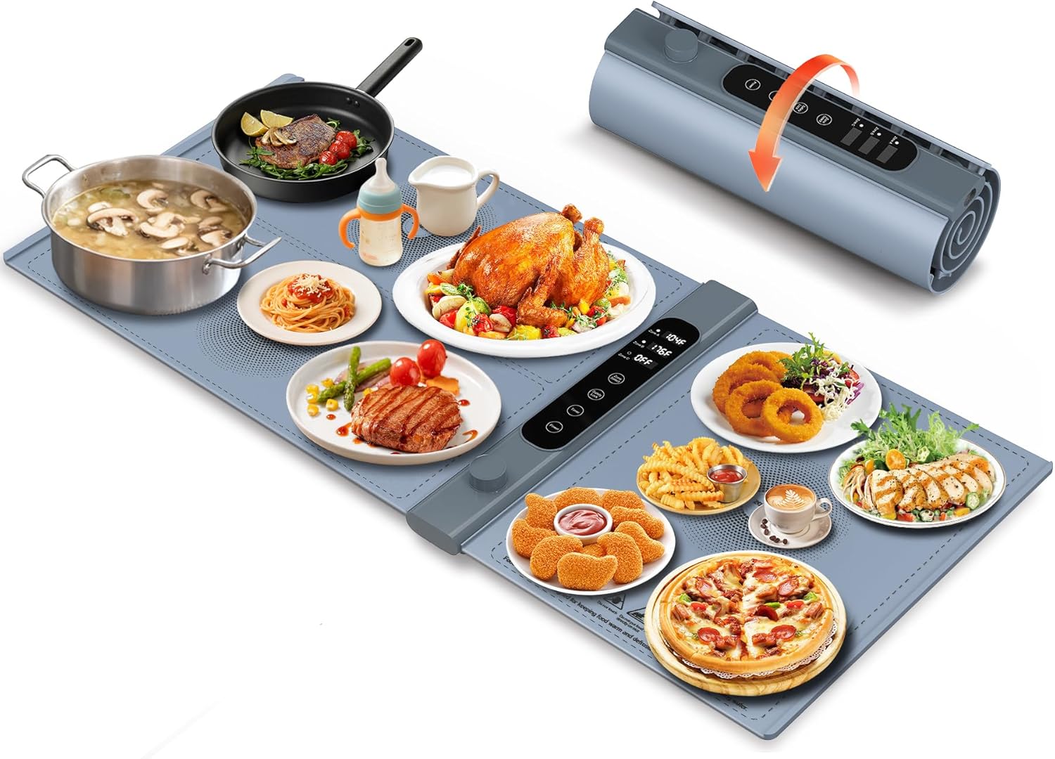 Warming Mat for Food with 3-Zone Independent Control, Extra Large 40"x17" Food Wamer Chafing Dishes with 17 Temp 6 Hour Timer, Food Warming Mat Custom 3-Zone Settings for Party Buffets Daily Use