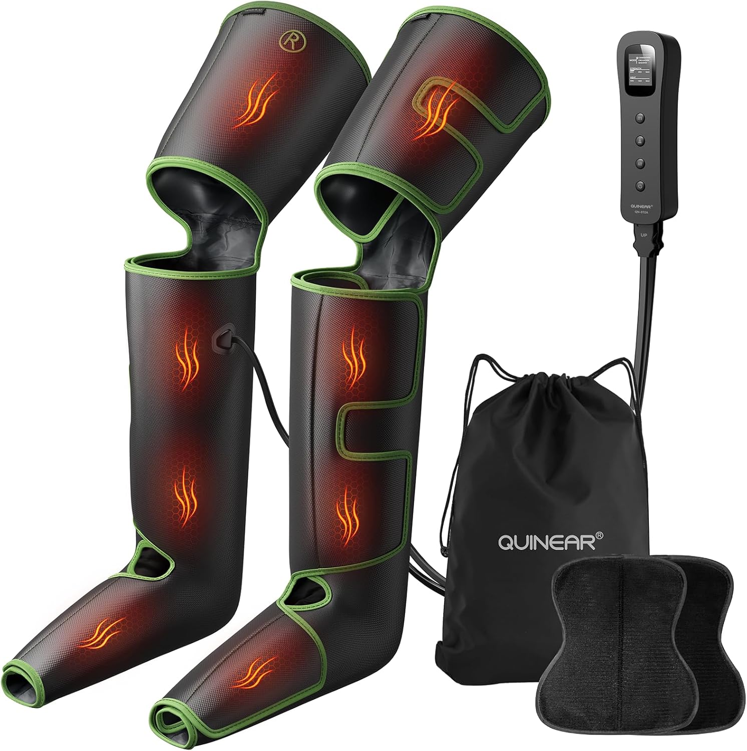 QUINEAR Leg Massager for Circulation and Pain Relief, Foot and Leg Compression Massager with Heat 2 Extender 3Heat 3Mode 3Intensity Calf Massager for Cramps Edema Swelling, FSA HSA Eligible