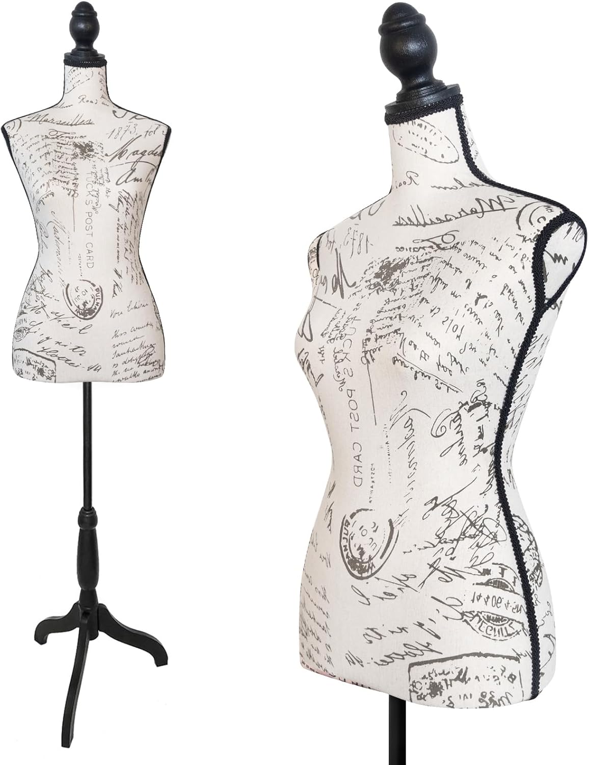 Female Mannequin Body, Mannequin Torso Body with Plastic Tripod Base Stand, Dress Form Adjustable Clothing Foam Height for Sewing, Dressmakers Dress Jewelry Display, Postmark