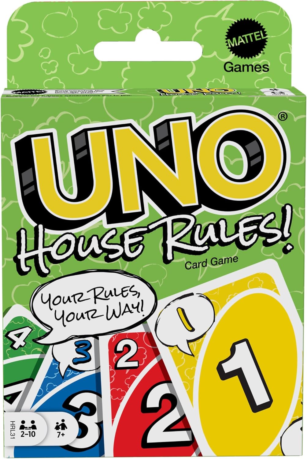 Mattel Games UNO House Rules Card Game for Family Night, Game Night, Travel, Camping & Party, HRL31