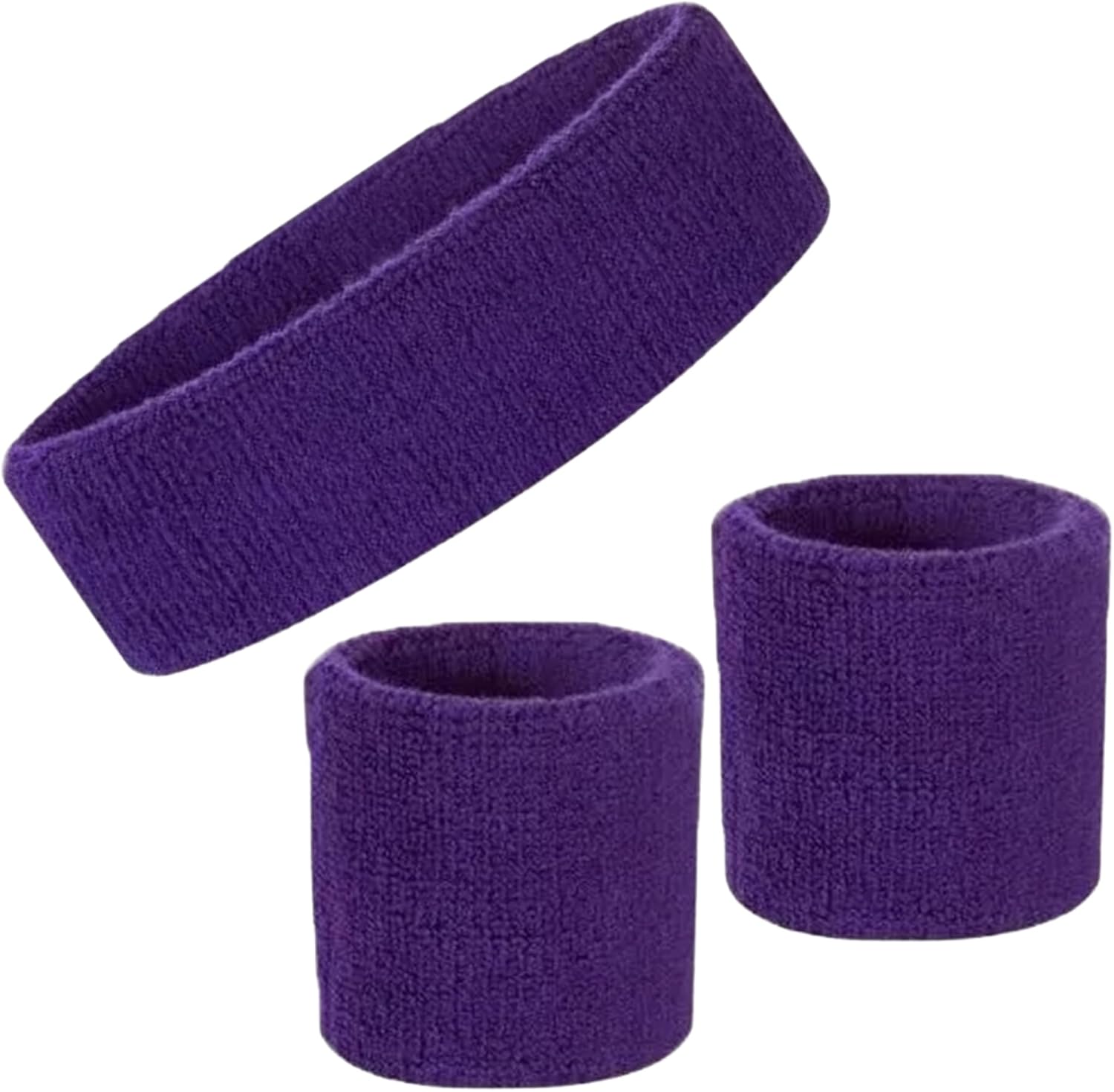 Sweatbands Set – 80s Retro Headband & Wristbands | Sports Sweatband for Men & Women | Gym, Workout, Running, Tennis, Cycling, Basketball, Yoga & Fancy Dress Accessories