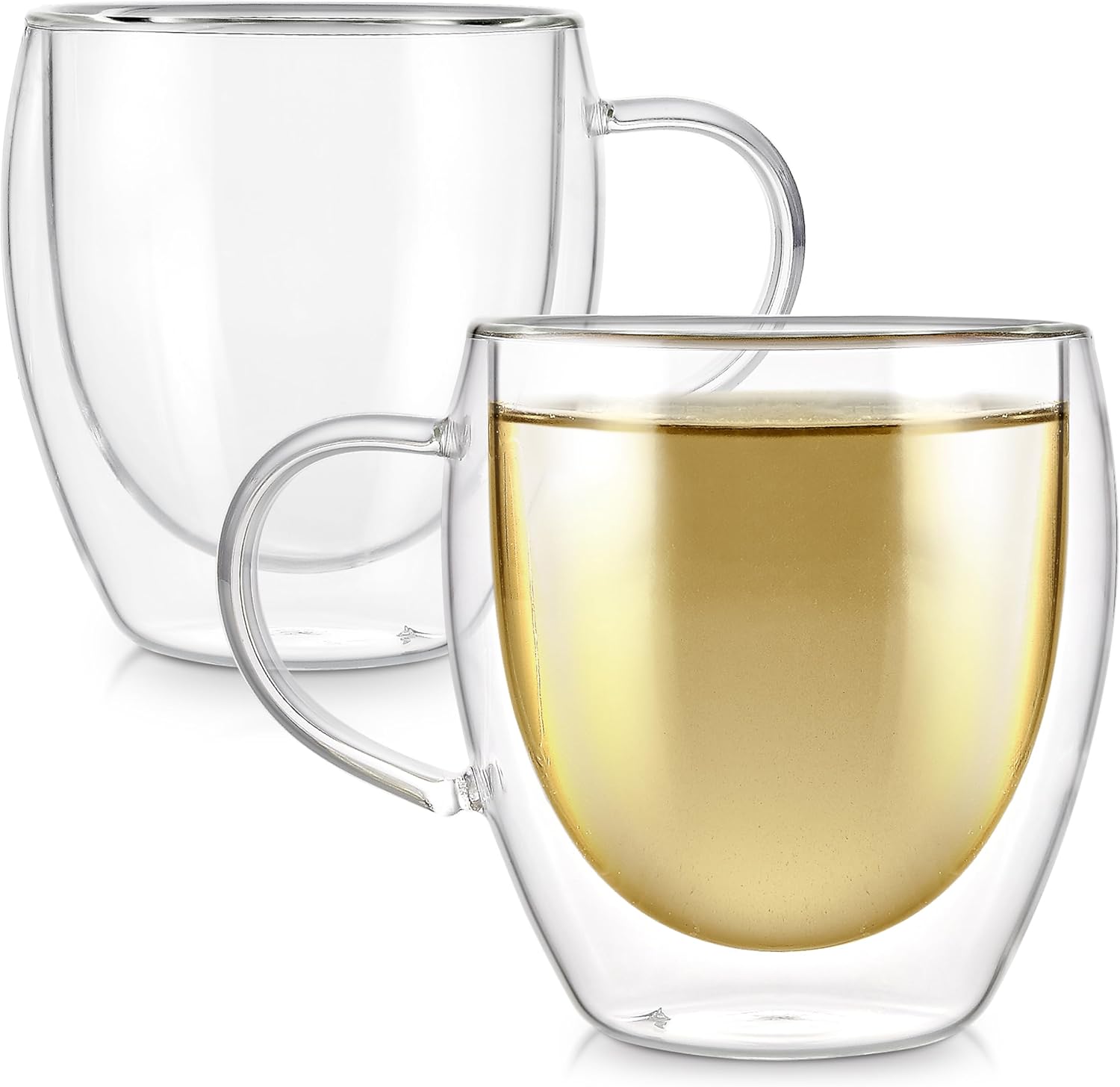 Teabloom Double Walled Cups – 8 oz / 250 ml – Set of 2 Insulated Glass Cups for Tea, Coffee, Espresso, and More – Clarity Collection