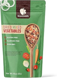 Gourmanity Dehydrated Mixed Vegetables, All Natural Dried Ramen Topping, Adds Color Flavor and Texture to your Vegetable Soups and Stews, 1lb Bag