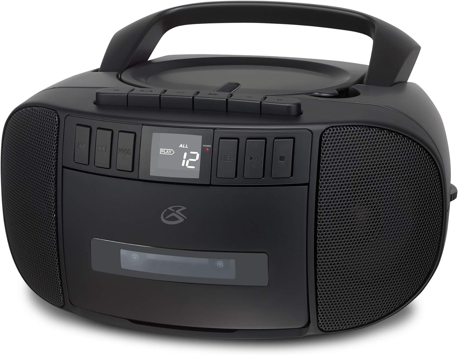 GPX BCA209B Portable Am/FM Boombox with CD and Cassette Player, Black