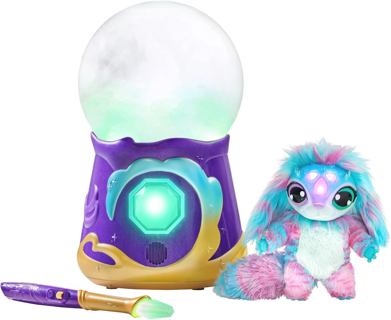 Magic Mixies Magical Misting Crystal Ball with Interactive Plush Toy for ages 5+, and 80+ Sounds and Reactions, Blue, 8 inch