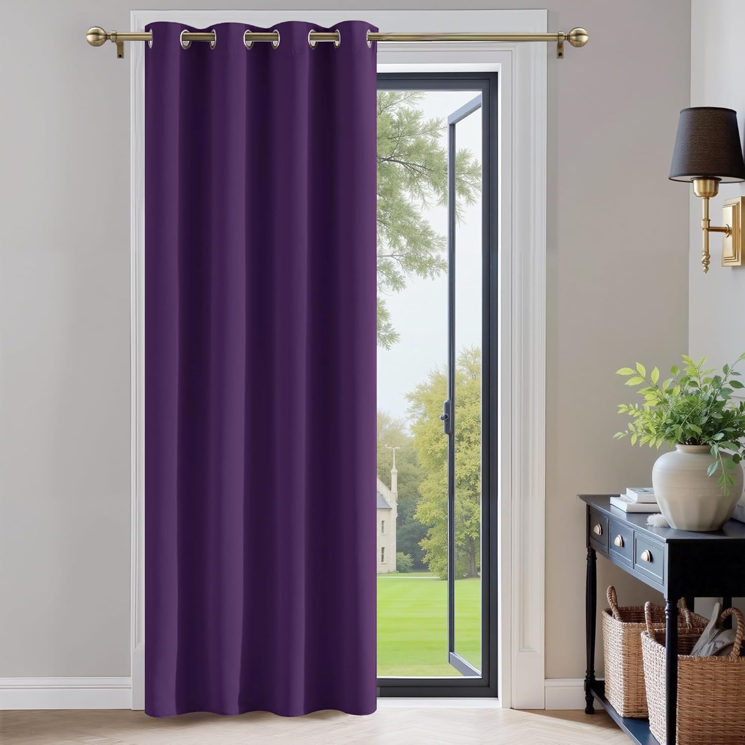 PONY DANCE Purple Blackout Long Curtain - Eyelet Thermal Insualted Curtain Room Darkening & Energy Saving fort Home Decor Single Panel for Boys' Room/Nursery, 1 Panel, Width 52" by Drop 84"