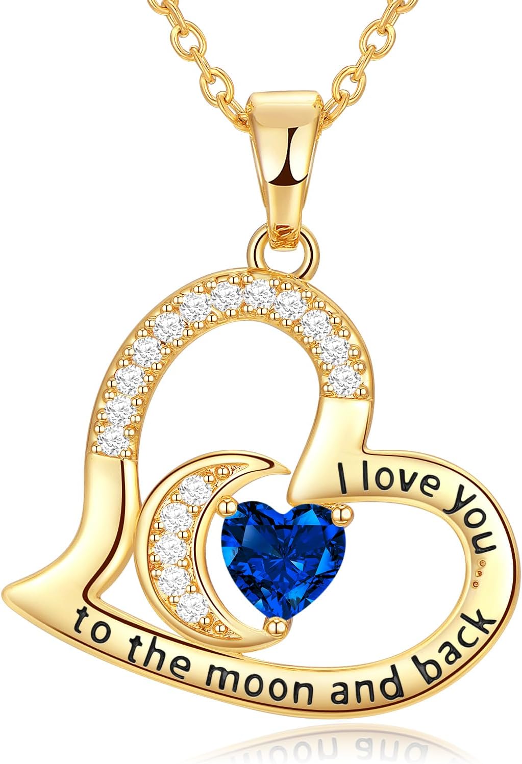Qlaway Anniversary Necklace for Women Birthstone Jewelry for Wife Gifts for Her Wife Birthday Gift Ideas Anniversary for Girlfriend I love you to the moon and back Necklaces Filled 925 Sterling Sliver