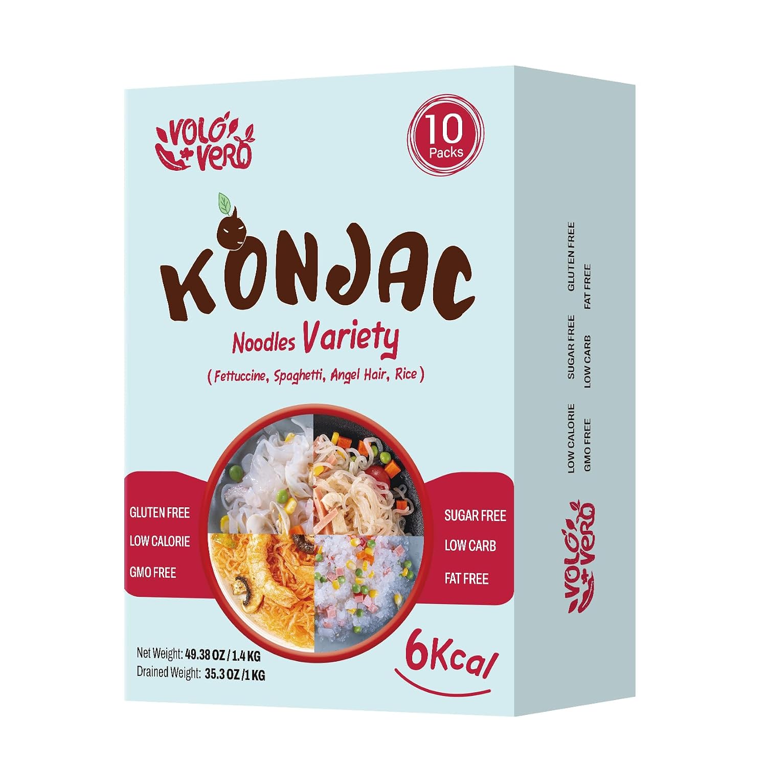 VOLO VERO Konjac Noodles Variety Pack 10 Pack, Shirataki Pasta Assortment